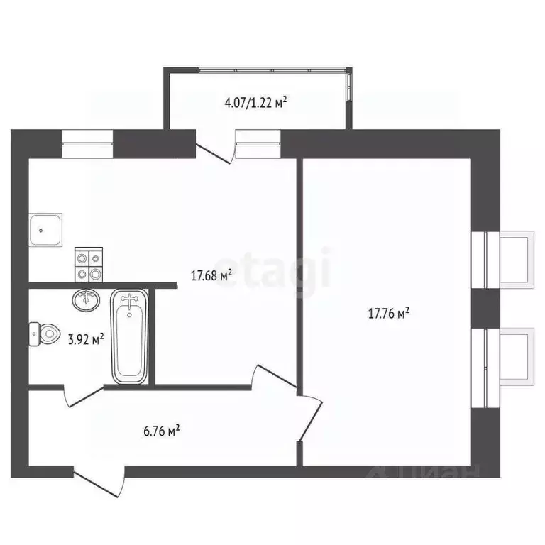 1-к кв. Ростовская область, Аксай просп. Ленина, 40А/2к2 (46.6 м) - Фото 2