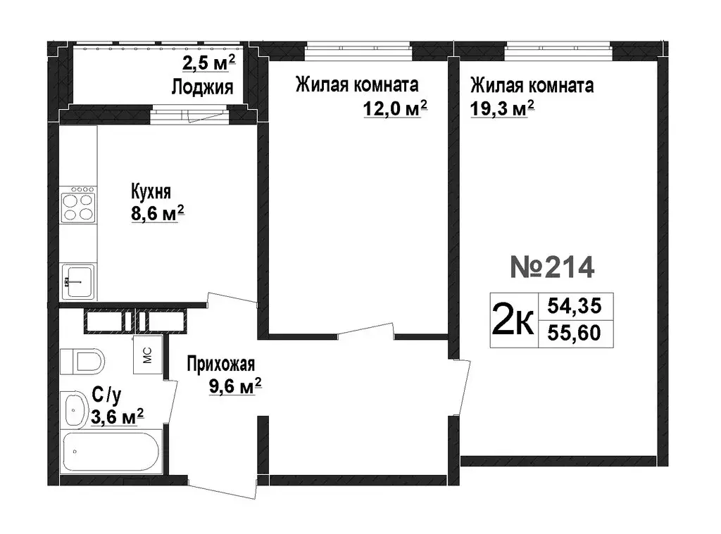 2-комнатная квартира: Нижний Новгород, жилой комплекс Торпедо (54.35 ... - Фото 0