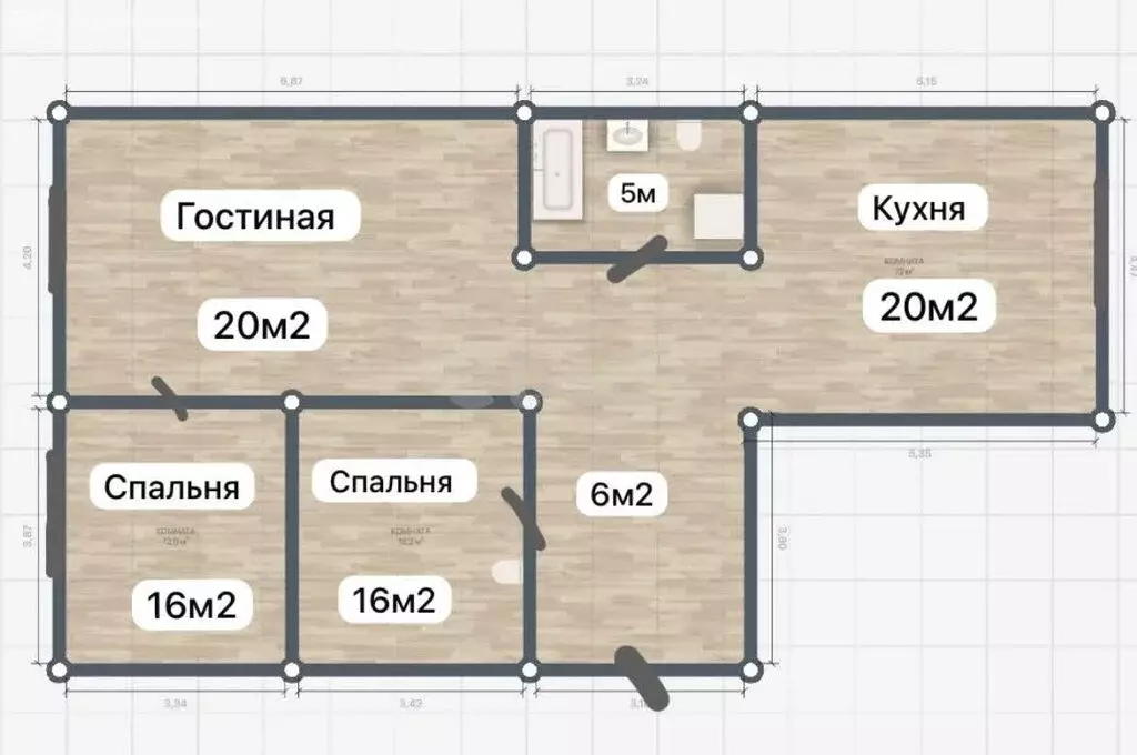 2-комнатная квартира: Махачкала, Грязелечебная улица, 48Ак2 (83 м) - Фото 1