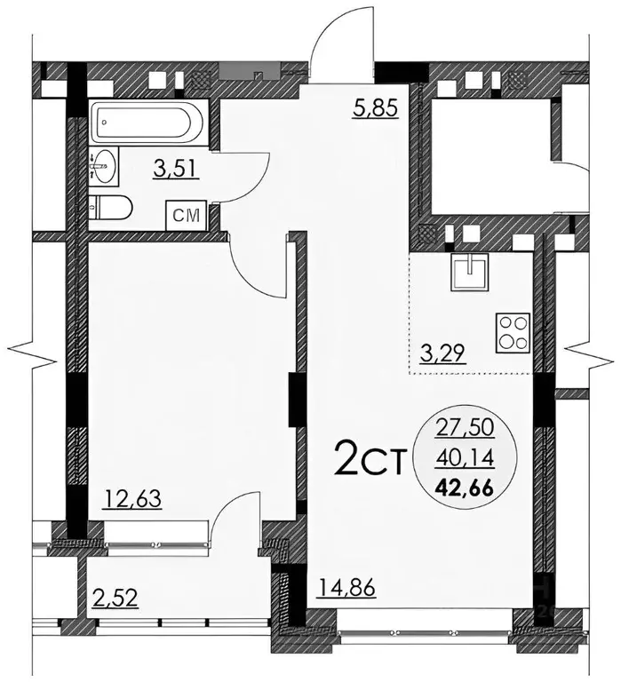 1-к кв. Новосибирская область, Новосибирск ул. Бориса Богаткова, 192А ... - Фото 2