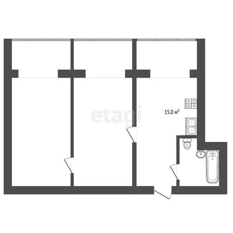 2-комнатная квартира: Бахчисарай, улица Грузинова, 61 (66.8 м) - Фото 1