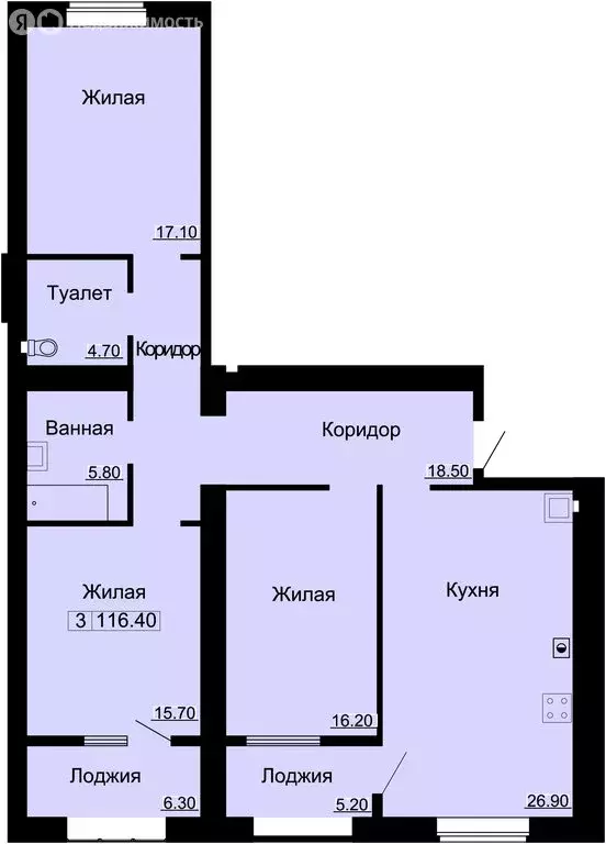 3-комнатная квартира: Таганрог, улица Галицкого, 19 (116.4 м) - Фото 1