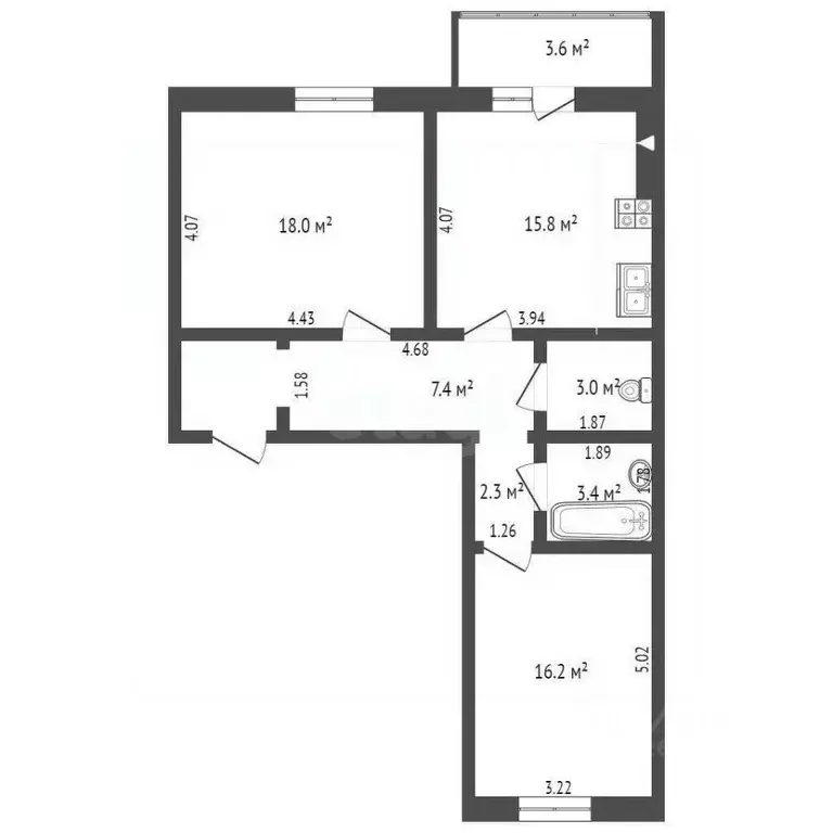 2-к кв. Костромская область, Кострома Профсоюзная ул., 6Б (66.1 м) - Фото 1