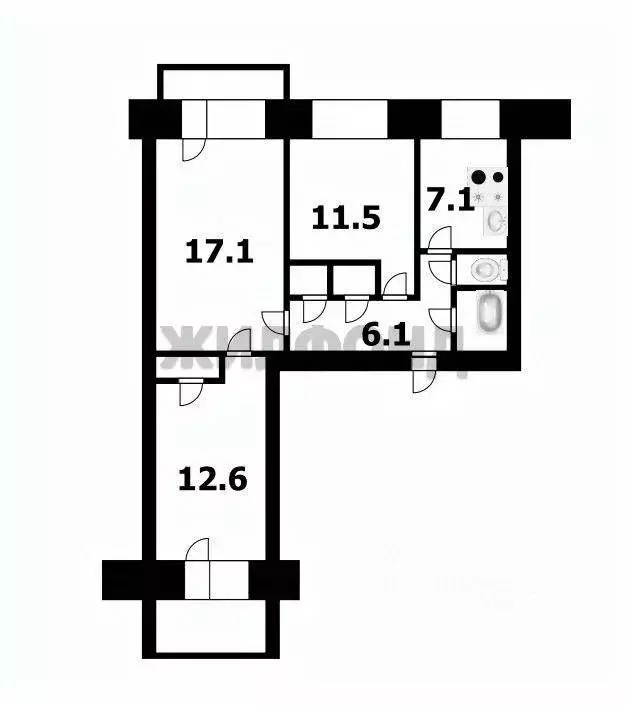 3-к кв. Новосибирская область, Новосибирск Московская ул., 165 (60.0 ... - Фото 0