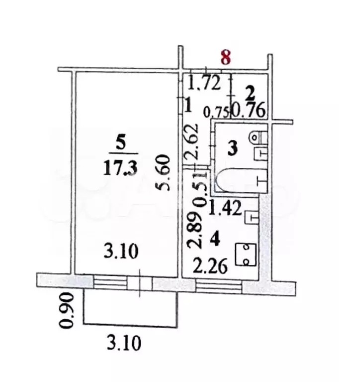 1-к. квартира, 29,9 м, 3/5 эт. - Фото 0