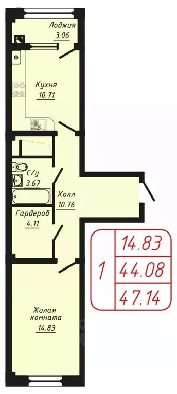 1-к кв. Ставропольский край, Кисловодск Школьный пер., 6 (47.14 м) - Фото 1