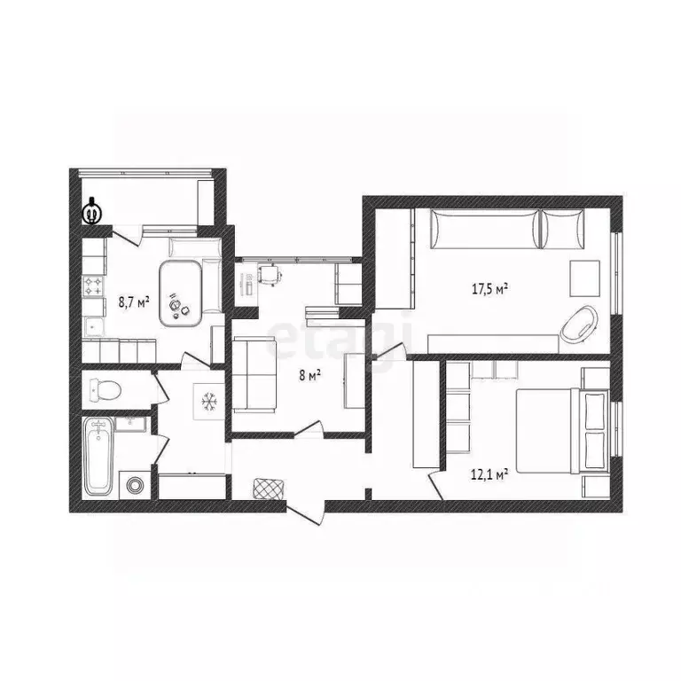 3-к кв. Белгородская область, Белгород бул. Юности, 29 (63.6 м) - Фото 2