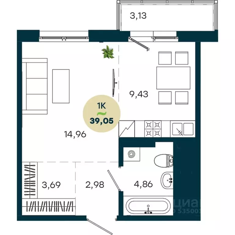 1-к кв. Иркутская область, Иркутск ул. Безбокова, 7А (39.05 м) - Фото 1