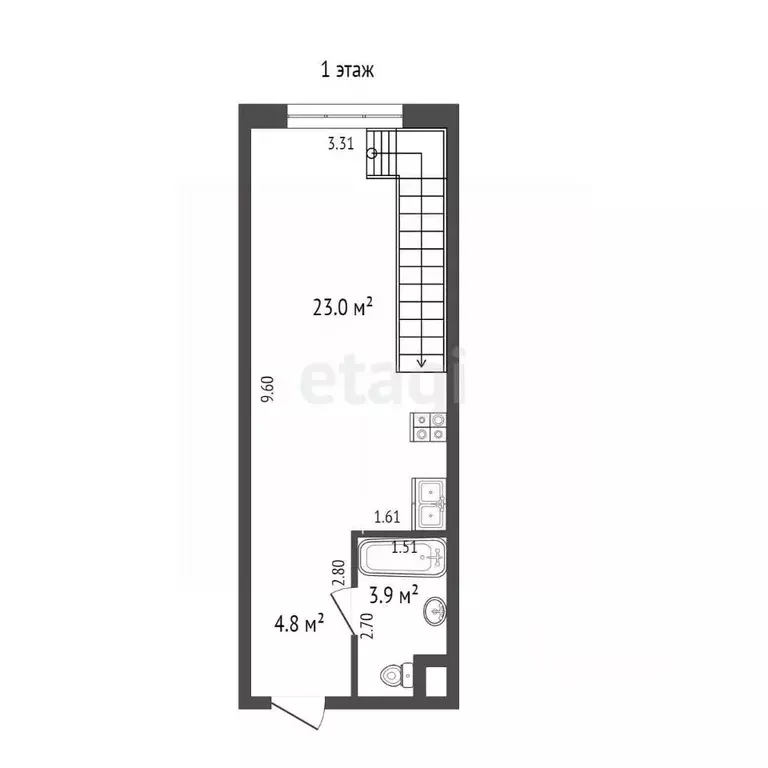 1-к кв. Тюменская область, Тюмень ул. Чернышевского, 1Б (51.3 м) - Фото 2