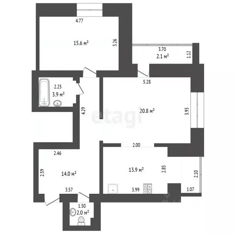 2-к кв. Забайкальский край, Чита ул. Токмакова, 36 (72.0 м) - Фото 2