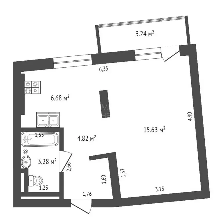 1-комнатная квартира: Тюмень, Профсоюзная улица, 6к1 (32 м) - Фото 0