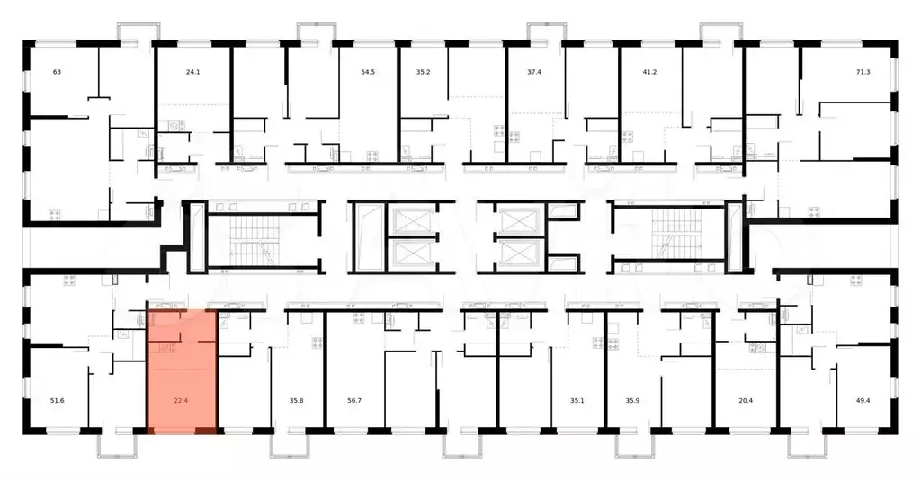 Квартира-студия, 22,4 м, 4/32 эт. - Фото 1