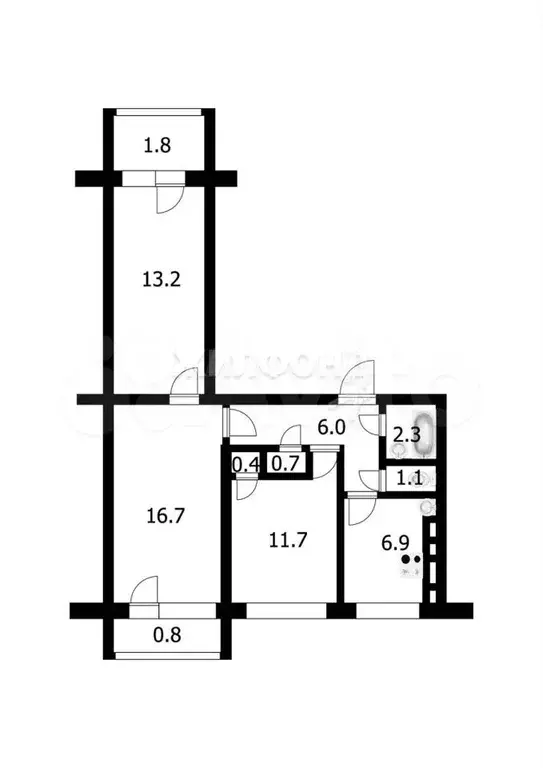 3-к. квартира, 61,6 м, 9/9 эт. - Фото 0