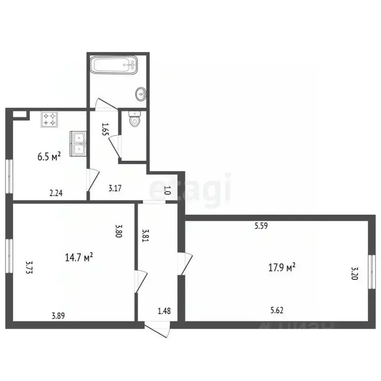 2-к кв. Санкт-Петербург Псковская ул., 26 (54.5 м) - Фото 2