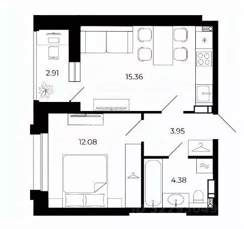 1-к кв. Липецкая область, Липецк ул. Е.И. Замятина, 4 (38.68 м) - Фото 1