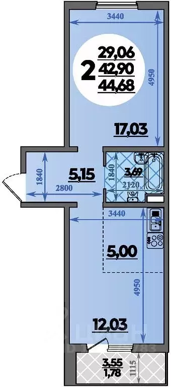 2-к кв. Краснодарский край, Краснодар пос. Березовый, ул. Имени ... - Фото 1