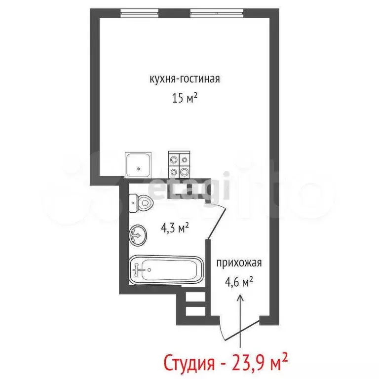 Квартира-студия, 24 м, 14/33 эт. - Фото 0