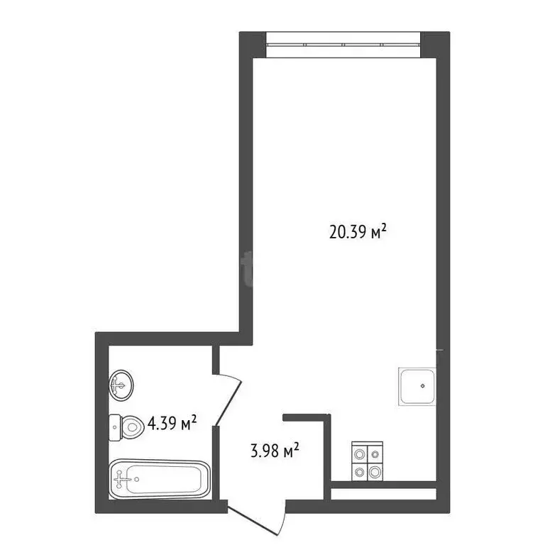 Квартира-студия: Тюмень, улица Павла Никольского, 10к1блок2 (28.3 м) - Фото 1