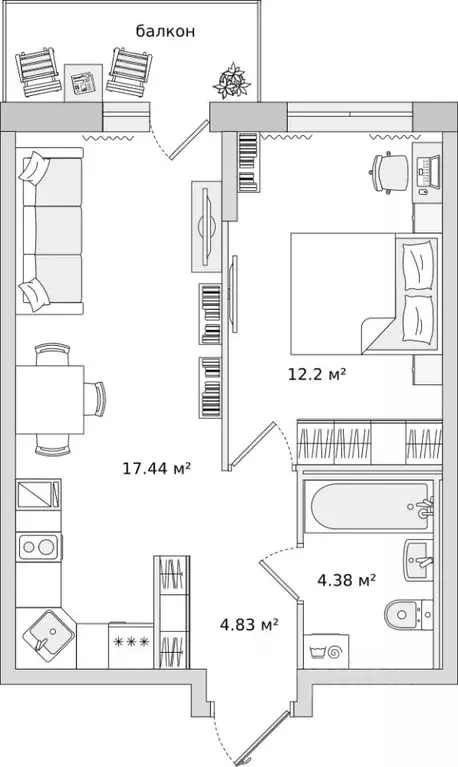 1-к кв. Ленинградская область, Всеволожский район, Свердловское ... - Фото 1