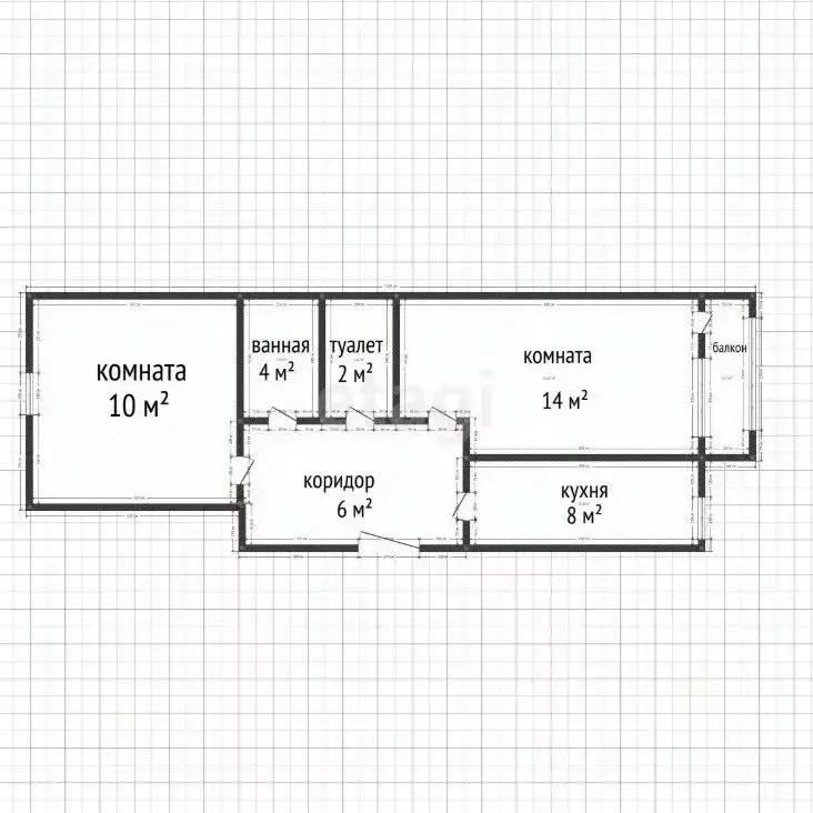 2-к кв. Адыгея, Майкоп ул. Ленина, 7 (53.1 м) - Фото 2