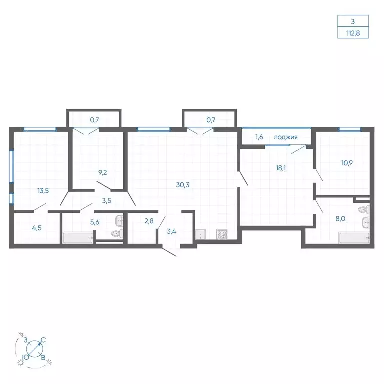 3-комнатная квартира: Екатеринбург, улица Вильгельма де Геннина, 59 ... - Фото 1