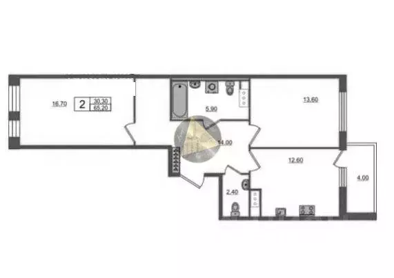 2-к кв. Санкт-Петербург Манчестерская ул., 5к1 (65.2 м) - Фото 2