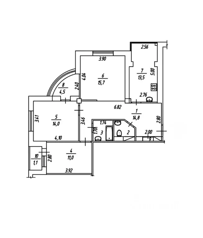 3-к кв. Омская область, Омск просп. Комарова, 15 (80.0 м) - Фото 1