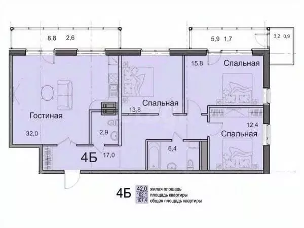 4-к кв. Тульская область, Узловая Октябрьская ул., 35 (58.8 м) - Фото 2