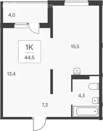 1-комнатная квартира: Новосибирск, Кедровая улица, 80/2 (44 м) - Фото 0