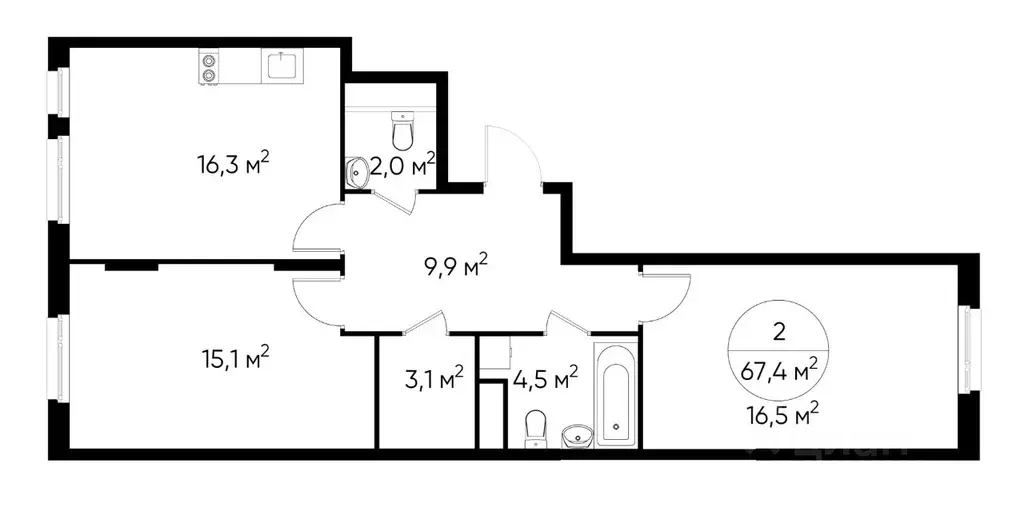 2-к кв. Москва Переделкино Ближнее мкр, 18-й кв-л,  (67.4 м) - Фото 0