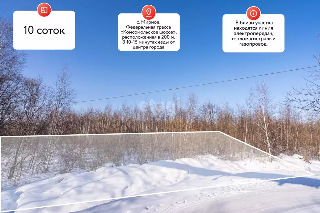 Участок в Хабаровский край, Хабаровский район, с. Мирное  (10.0 сот.) - Фото 1