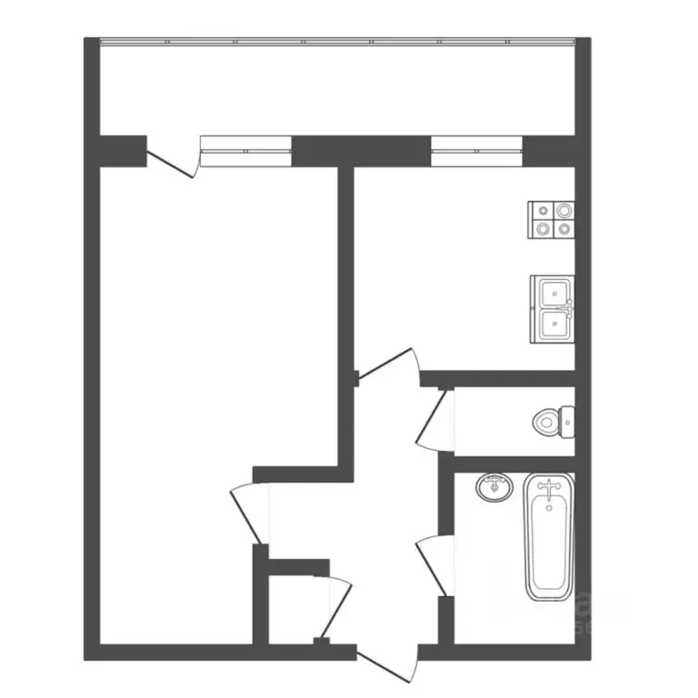1-к кв. Тюменская область, Тюмень ул. Федюнинского, 13 (33.0 м) - Фото 1