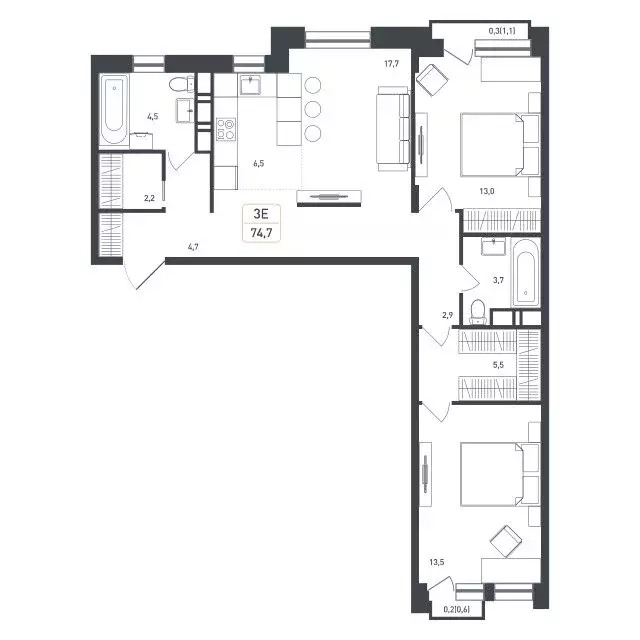 3-комнатная квартира: Московская область, городской округ Подольск, ... - Фото 1