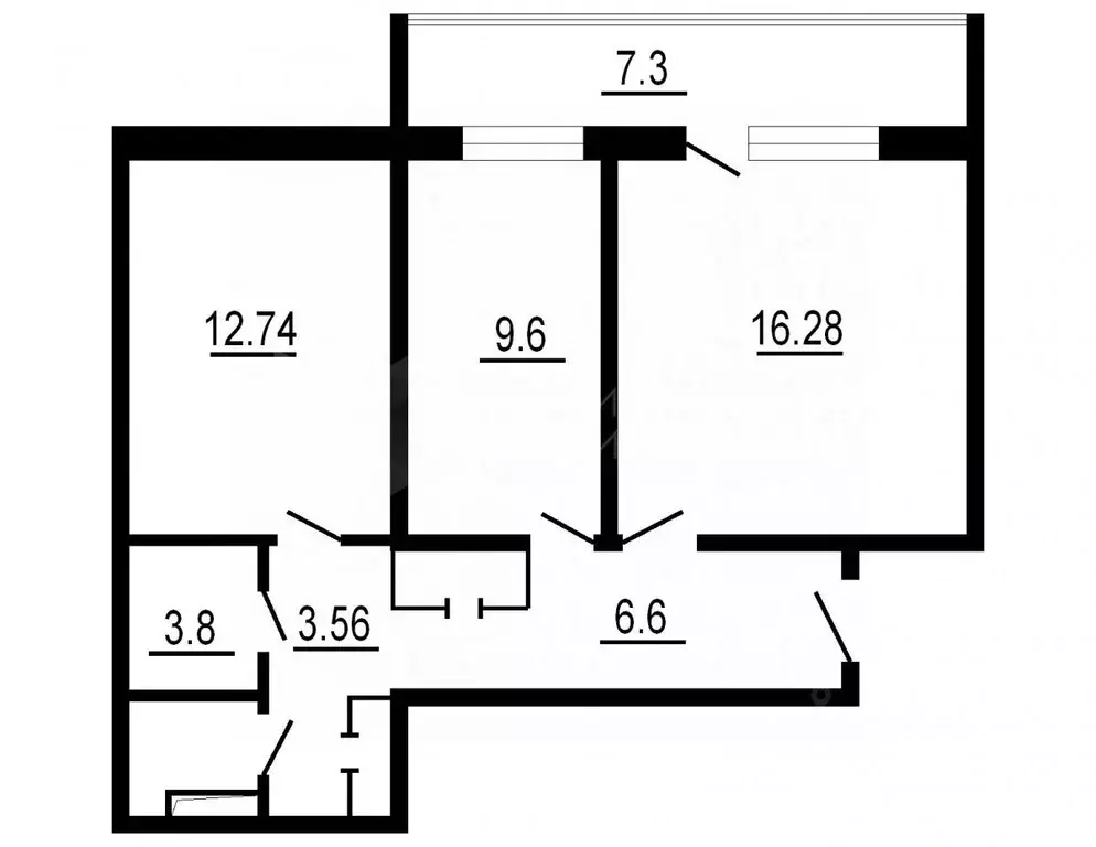 2-к кв. Тюменская область, Тюмень ул. Новоселов, 12к3 (48.5 м) - Фото 1