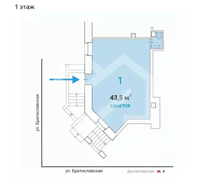 Торговая площадь в Москва Братиславская ул., 15К1 (44 м) - Фото 1