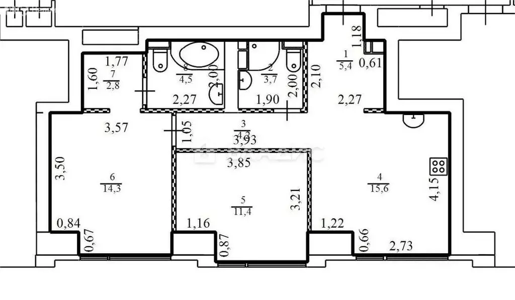 3-комнатная квартира: Москва, 1-й Сетуньский проезд, 8 (61 м) - Фото 1