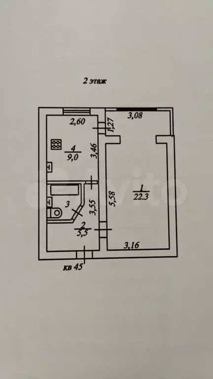 1-к. квартира, 40 м, 2/5 эт. - Фото 0