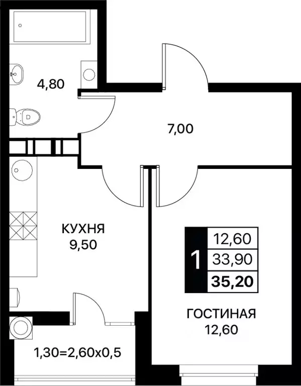 1-к кв. ростовская область, ростов-на-дону ул. берберовская (35.2 м) - Фото 0