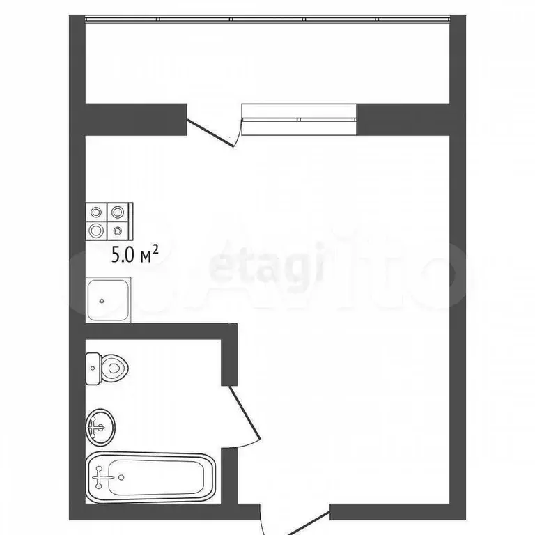 Квартира-студия, 26,9 м, 4/5 эт. - Фото 0