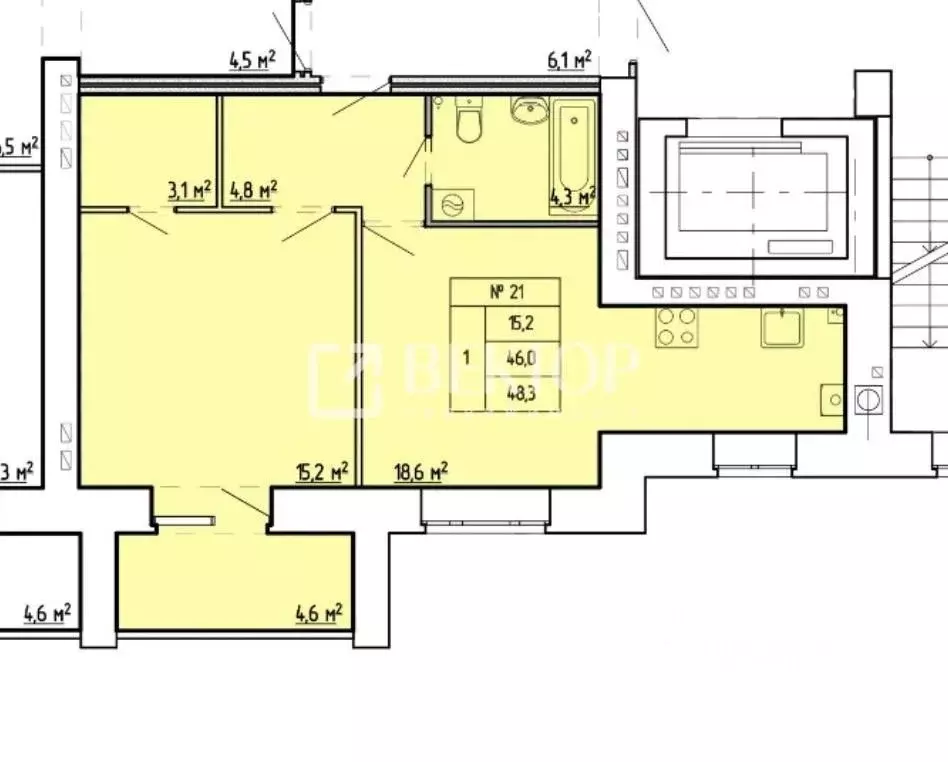 1-к кв. Костромская область, Кострома Профсоюзная ул., 14 (50.0 м) - Фото 1