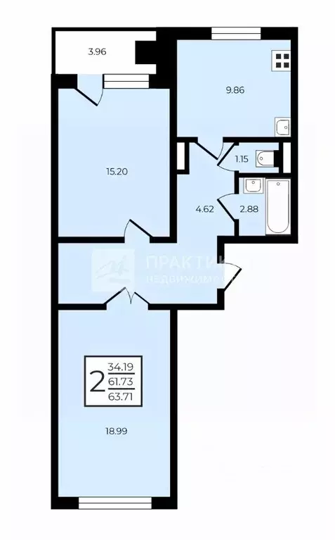 2-к кв. Московская область, Домодедово городской округ, с. Домодедово ... - Фото 2