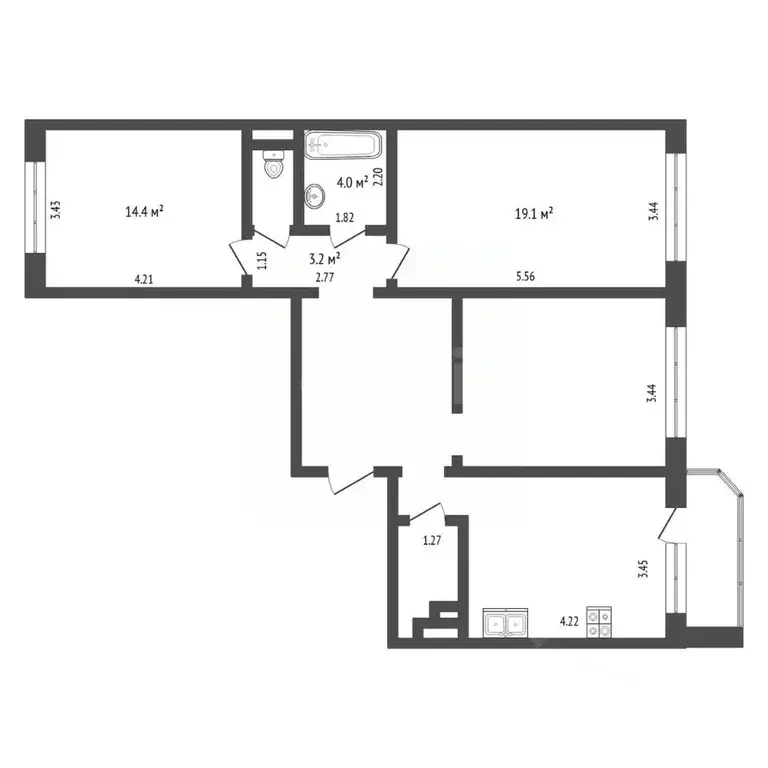 3-к кв. Тюменская область, Тюмень ул. Константина Посьета, 7 (86.3 м) - Фото 1