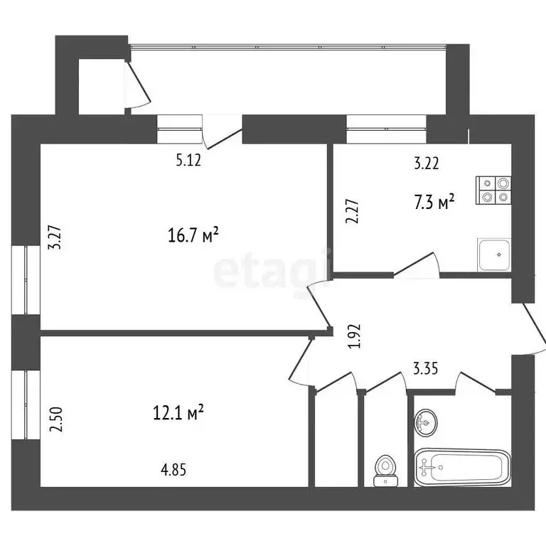 2-комнатная квартира: Белгород, улица 5 Августа, 36к1 (47.8 м) - Фото 1