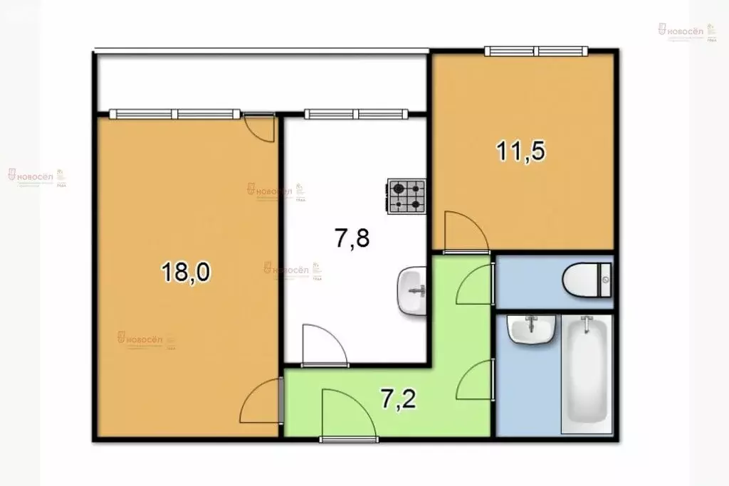 2-комнатная квартира: Екатеринбург, улица Краснолесья, 95 (56 м) - Фото 0