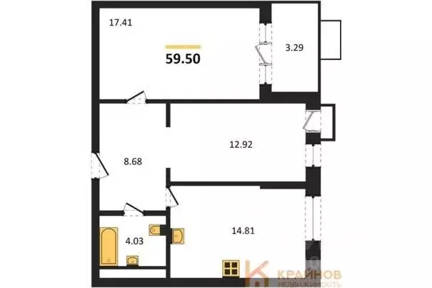 2-к кв. Воронежская область, Воронеж наб. Чуева, 7 (59.5 м) - Фото 1