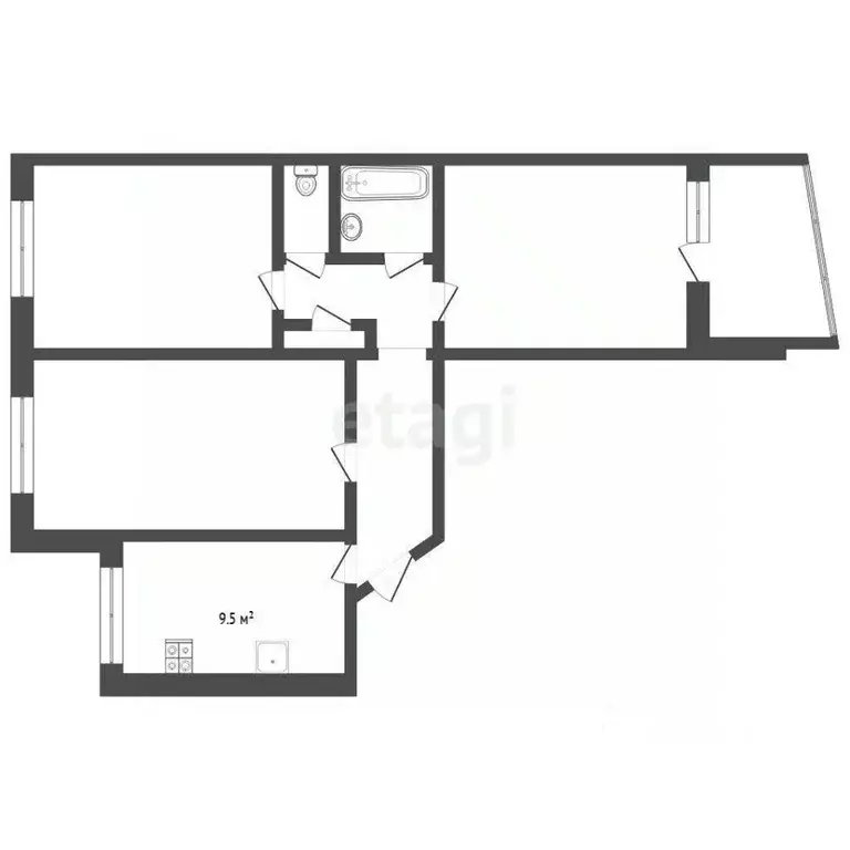 3-к кв. Тюменская область, Тюмень Ставропольская ул., 11 (65.6 м) - Фото 2