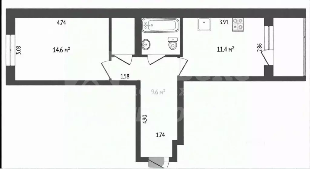 1-к кв. Тюменская область, Тюмень ул. Максима Горького, 3 (43.0 м) - Фото 2