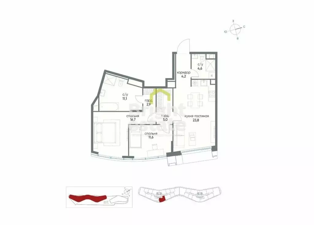 3-комнатная квартира: Москва, ул. Нижние Мнёвники (79.9 м) - Фото 1