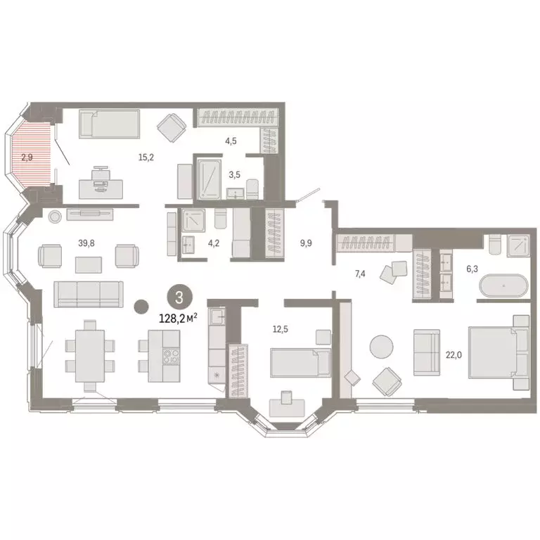 3-комнатная квартира: Екатеринбург, жилой район Вокзальный, улица ... - Фото 2