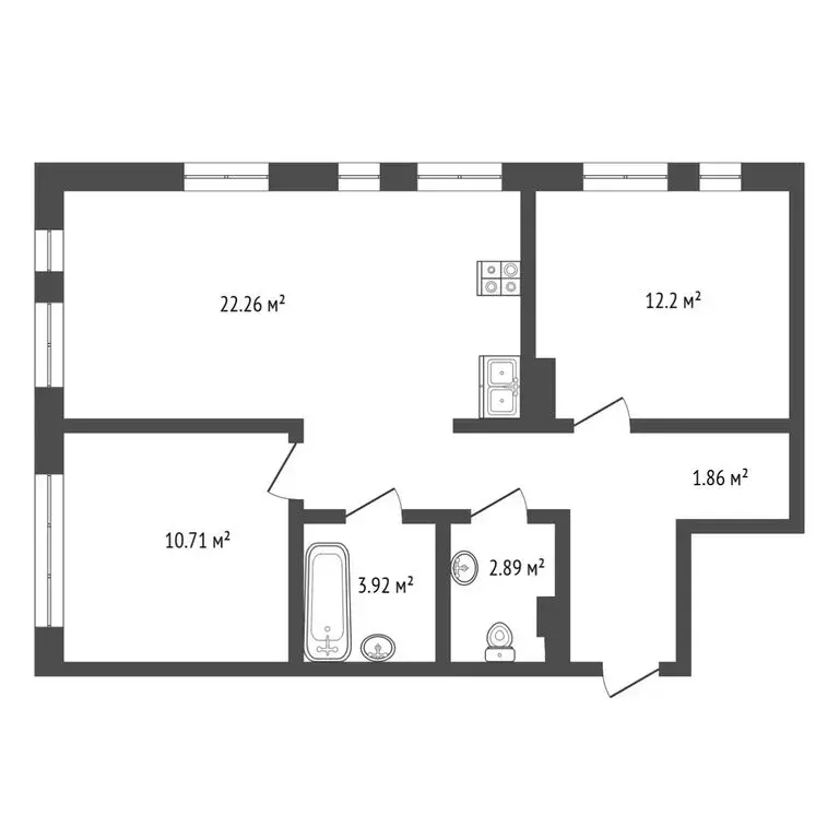 2-комнатная квартира: Тюмень, улица Тимофея Чаркова, 91 (64 м) - Фото 1